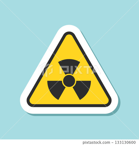 Radioactive material warning sticker icon in flat style. Radiation danger vector illustration on isolated background. Caution sign business concept. 133130600