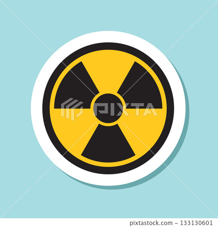 Radioactive material warning sticker icon in flat style. Radiation danger vector illustration on isolated background. Caution sign business concept. 133130601