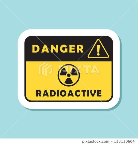 Radioactive material warning sticker icon in flat style. Radiation danger vector illustration on isolated background. Caution sign business concept. Radioactive material warning sticker icon in flat style. Radiation danger vector illustration on isolated background. Caution sign business concept. 133130604