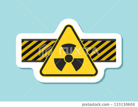 Radioactive material warning sticker icon in flat style. Radiation danger vector illustration on isolated background. Caution sign business concept. Radioactive material warning sticker icon in flat style. Radiation danger vector illustration on isolated background. Caution sign business concept. 133130608