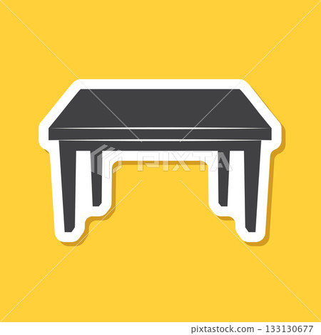 Table furniture sticker icon in flat style. Wooden table vector illustration on isolated background. Dinner desk sign business concept. 133130677