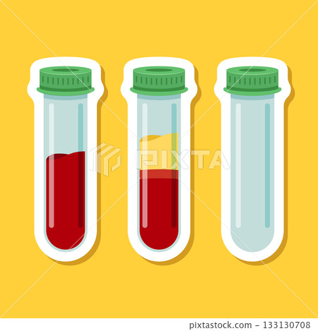 Science lab bottle sticker icon set in flat style. Laboratory glassware equipment vector illustration on isolated background. Test tube sign business concept. 133130708