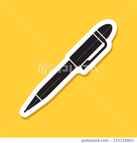 Ballpoint pen sticker icon in flat style. Office tool vector illustration on isolated background. School equipment sign business concept. Ballpoint pen sticker icon in flat style. Office tool vector illustration on isolated background. School equipment sign business concept. 133130803