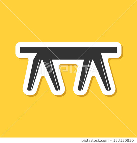 Table furniture sticker icon in flat style. Wooden table vector illustration on isolated background. Dinner desk sign business concept. 133130830