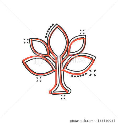 Leaf icon in comic style. Plant cartoon vector illustration on white isolated background. Flower splash effect sign business concept. Leaf icon in comic style. Plant cartoon vector illustration on white isolated background. Flower splash effect sign business concept. 133130941