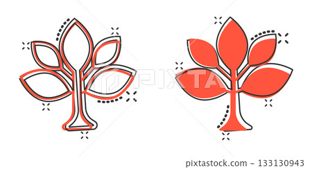 Leaf icon in comic style. Plant cartoon vector illustration on white isolated background. Flower splash effect sign business concept. Leaf icon in comic style. Plant cartoon vector illustration on white isolated background. Flower splash effect sign business concept. 133130943