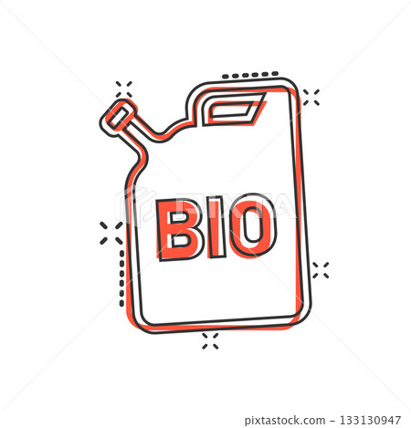 Gasoline canister icon in comic style. Petrol can cartoon vector illustration on white isolated background. Fuel container splash effect sign business concept. Gasoline canister icon in comic style. Petrol can cartoon vector illustration on white isolated background. Fuel container splash effect sign business concept. 133130947