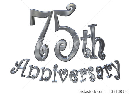 3DCG text "75th Anniversary/75th Anniversary Mark Sparkle" 133130993