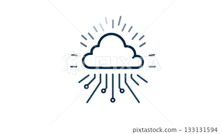 象徵雲端運算和互聯技術的科技圖標 133131594