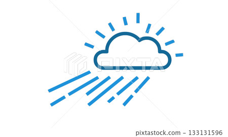 簡單的天氣圖標，顯示雨和晴天 133131596