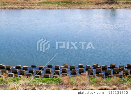 A view of the river where the root protection blocks have been installed (Abukuma River) A view of the river where the root protection blocks have been installed (Abukuma River) 133131830