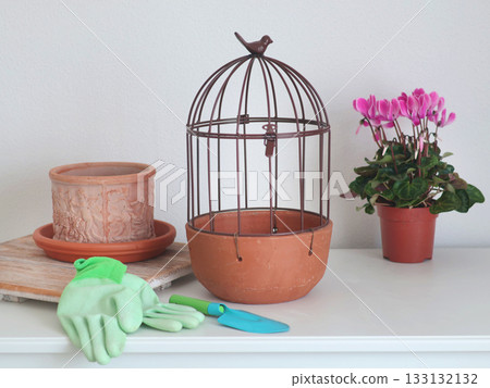 Ceramic terracotta new pot. Gardening and flowers. Home hobby. Free space for design. Ceramic terracotta new pot. Gardening and flowers. Home hobby. Free space for design. 133132132