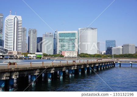 A view of Shiodome from Toyosu-cho, Chuo-ku, Tokyo A view of Shiodome from Toyosu-cho, Chuo-ku, Tokyo 133132196