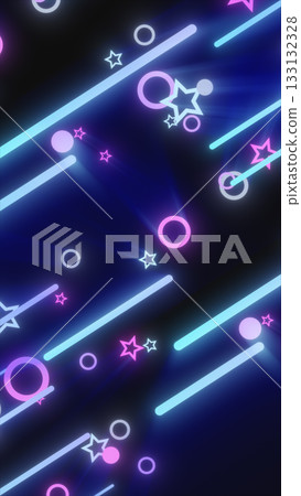Abstract background with neon stars, circles, and diagonal glowing lines in blue and pink colors Abstract background with neon stars, circles, and diagonal glowing lines in blue and pink colors 133132328