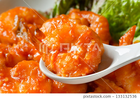 煮沸的辣椒醬蝦 133132536