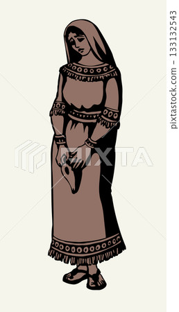 Vector drawing. Girl with a lamp Vector drawing. Girl with a lamp 133132543