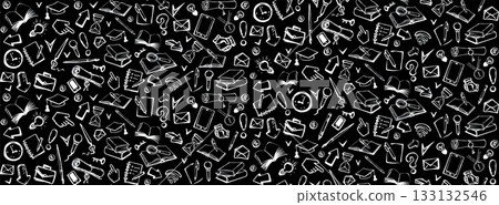 Vector background. Pattern of various icons 133132546