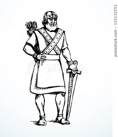 Vector drawing. Warrior with sword Vector drawing. Warrior with sword 133132551