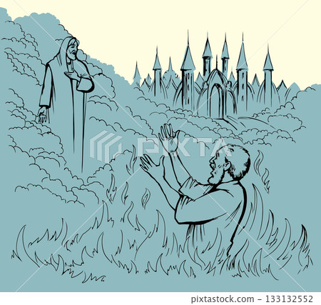 Vector drawing. Man in the hell 133132552