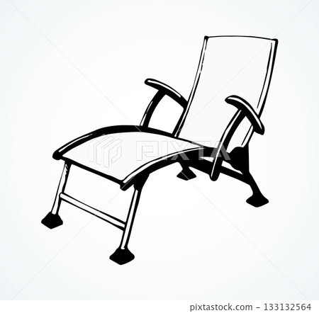 Beach chair. Vector freehand drawing 133132564