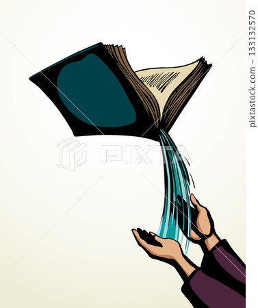 Vector drawing. Water from book 133132570