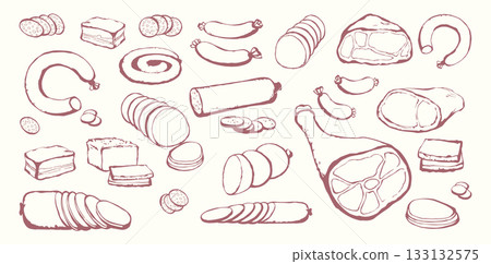 Meat production. Vector drawing food 133132575