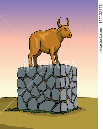 Vector drawing. Big golden idol Vector drawing. Big golden idol 133132578