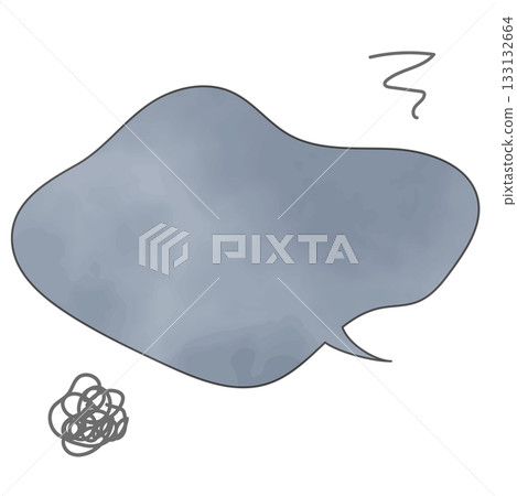 A speech bubble that expresses worries, dissatisfaction, and sadness. A frame that expresses a vague feeling. 133132664