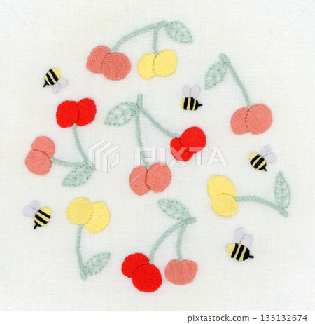 Cherry pattern embroidery 133132674