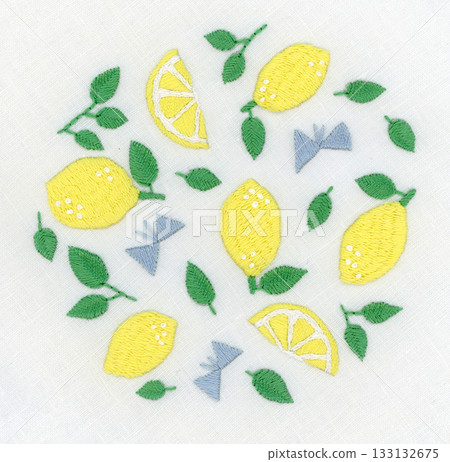 Lemon pattern embroidery 133132675