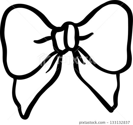 Coquette Ribbon Bow tie Outline Black and white hand drawn Coquette Ribbon Bow tie Outline Black and white hand drawn 133132837