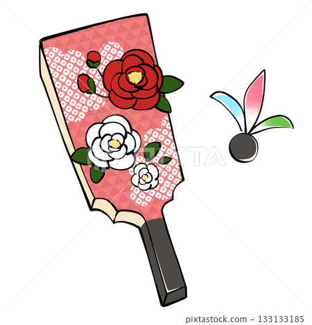 Illustration of battledore and feathers Illustration of battledore and feathers 133133185