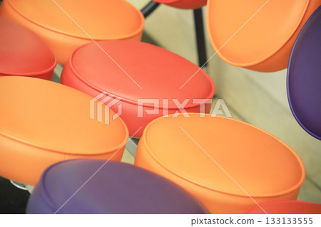 Colorful sofa with round cushions Colorful sofa with round cushions 133133555