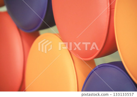 Colorful sofa with round cushions Colorful sofa with round cushions 133133557