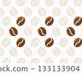 A simple repeating pattern of stylized coffee beans in light and dark browns offering a warm 133133904