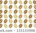 Repeating coffee bean shapes in soft earthy colors forming a clean minimal pattern suitable 133133906