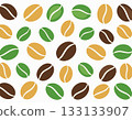A warm coffee bean pattern arranged in neat rows with brown and cream tones giving a calm and inviting feel. 133133907