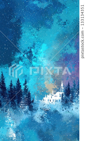 Winter Wonderland Starry Night Over a Snowy Landscape Winter Wonderland Starry Night Over a Snowy Landscape 133134351