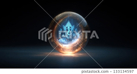 Pancha Ganapati Festival Crystal Sphere Art 133134597