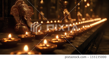 Pancha Ganapati Celebration with Oil Lamps 133135000