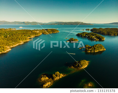 Aerial view. Fjord landscape near Bergen, Norway Aerial view. Fjord landscape near Bergen, Norway 133135378