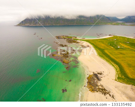 Skagsanden Beach on Flakstadoy island, Lofoten Norway 133135492