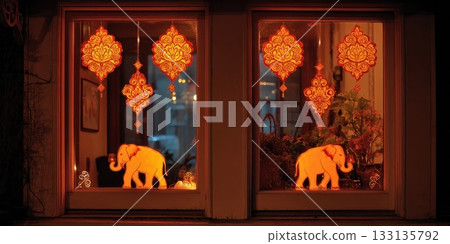 Festive Pancha Ganapati Window Decorations 133135792