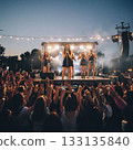 Female singer singing passionately at an outdoor concert, an enthusiastic concert 133135840