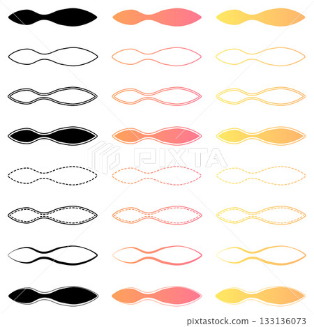 Oval design with various colors and lines, technology, visual divider Oval design with various colors and lines, technology, visual divider 133136073