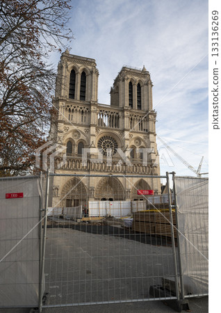 Work in progress at Notre-Dame Cathedral in Paris during restoration efforts Work in progress at Notre-Dame Cathedral in Paris during restoration efforts 133136269
