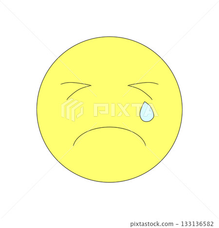 一個簡單的哭泣表情圖標，帶著淚水 133136582