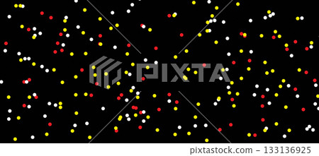 Abstract Molecular Motion Simulation with Red, Yellow, White Dots on Black Background 133136925