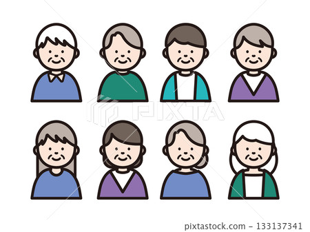 Simple elderly illustration icon Simple elderly illustration icon 133137341