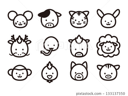 Simple illustration icon of the 12 zodiac signs Simple illustration icon of the 12 zodiac signs 133137350